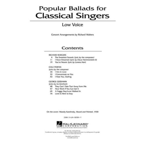 Popular Ballads for Classical Singers
