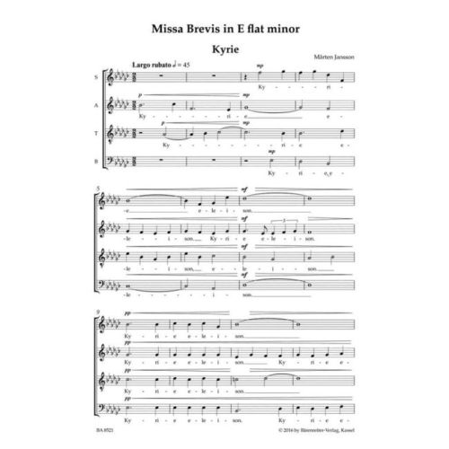 Jansson, Marten - Missa brevis in E-flat minor (L).