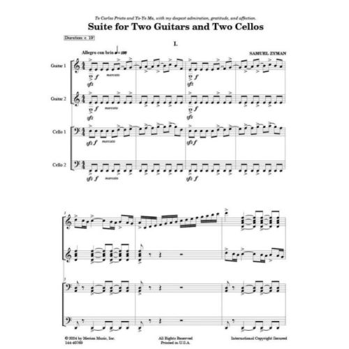Zyman, Samuel - Suite for Two Guitars and Two Cellos
