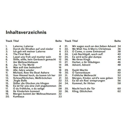 Weihnachtslieder mit bunten Noten