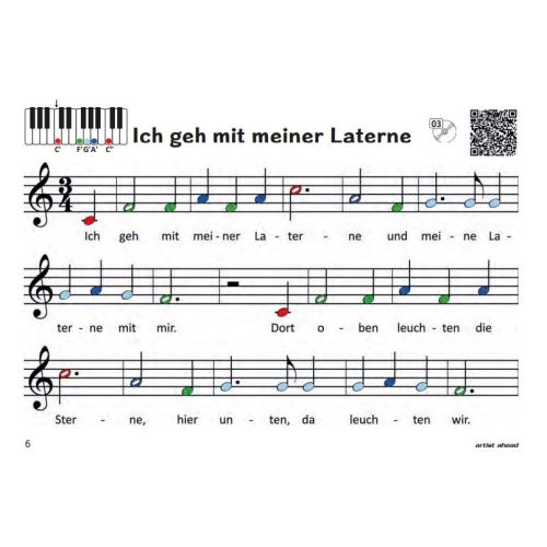 Weihnachtslieder mit bunten Noten