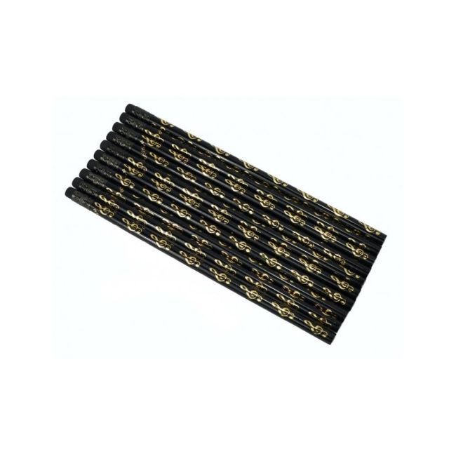Pencil g-clef black/golden 10 pcs / set