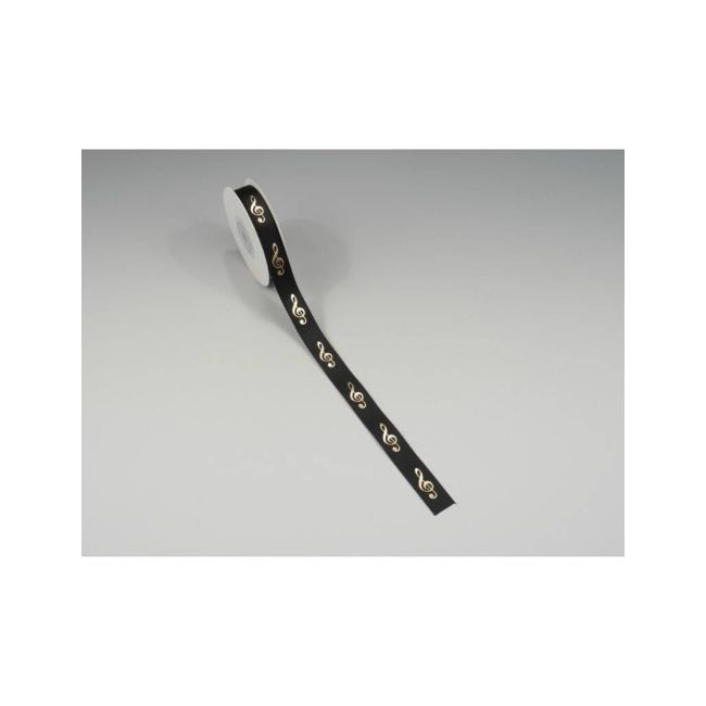 Ribbon g-clef black / gold 16 mm* 10 meters