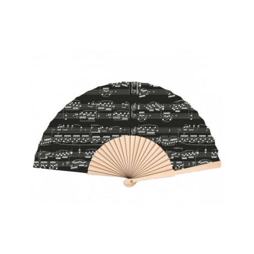 Hand fan noteline black wood