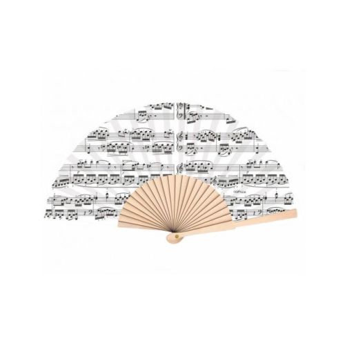 Hand fan noteline white wood