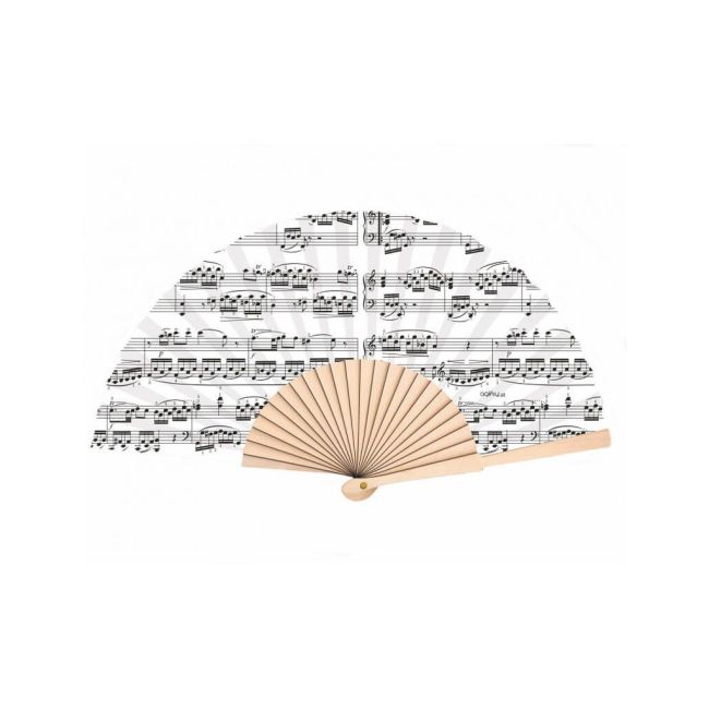 Hand fan noteline white wood