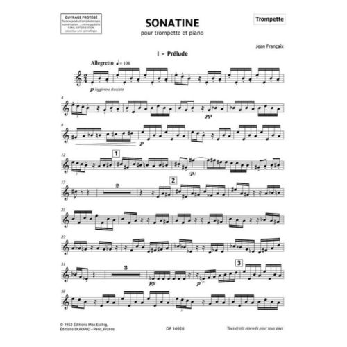 Françaix, Jean - Sonatine pour trompette et piano
