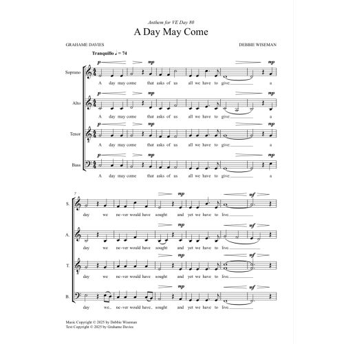 Wiseman, Debbie - Day May Come, A. SATB unaccompanied